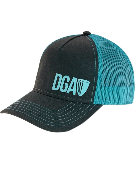 dga logo 5 panel curved bill mesh snapback-black & blue-blue logo